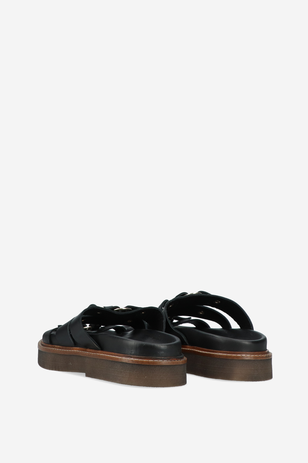 Buckeld leather platform sandals