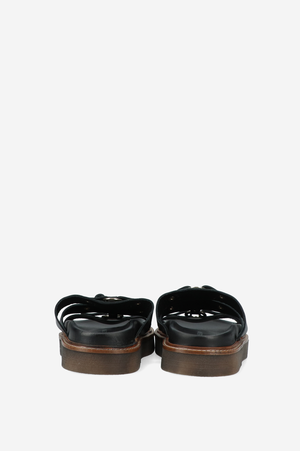 Buckeld leather platform sandals