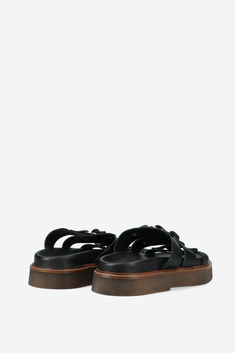 Buckeld leather platform sandals