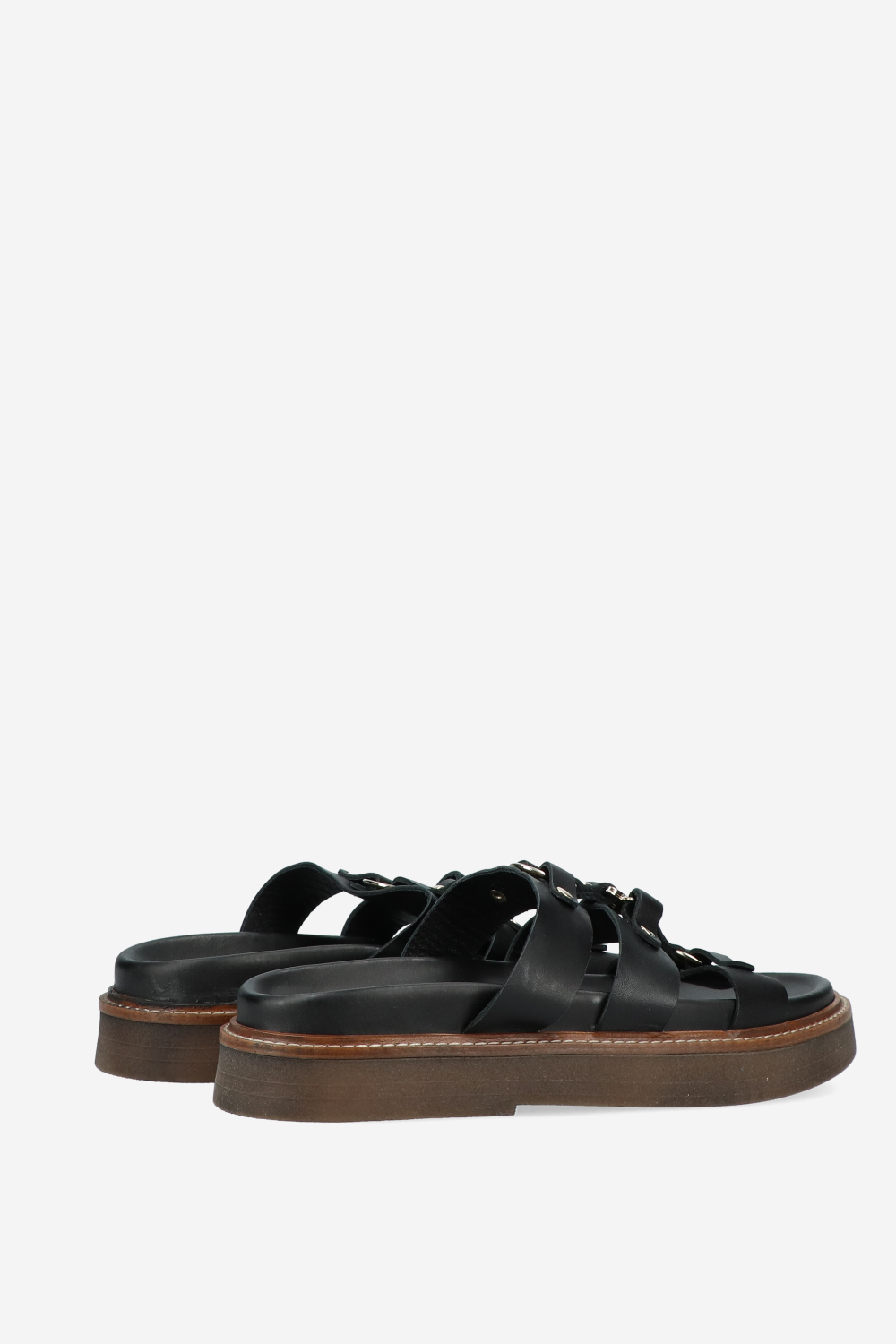 Buckeld leather platform sandals