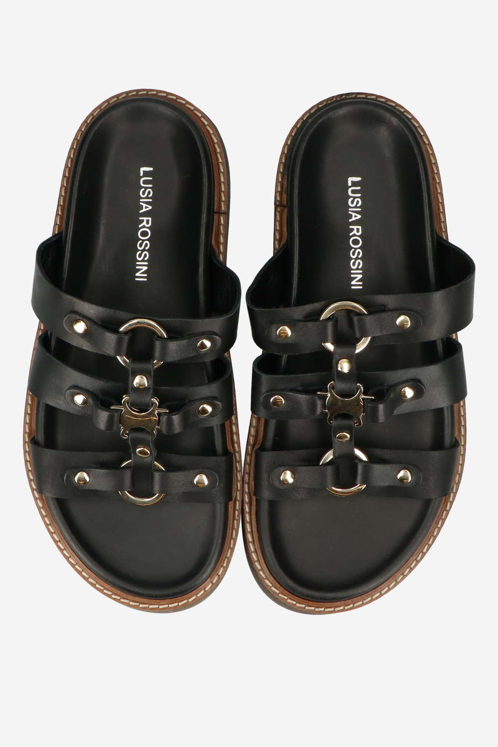 Buckeld leather platform sandals