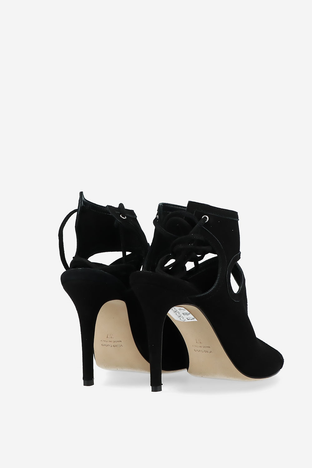 Red Flags suede heels