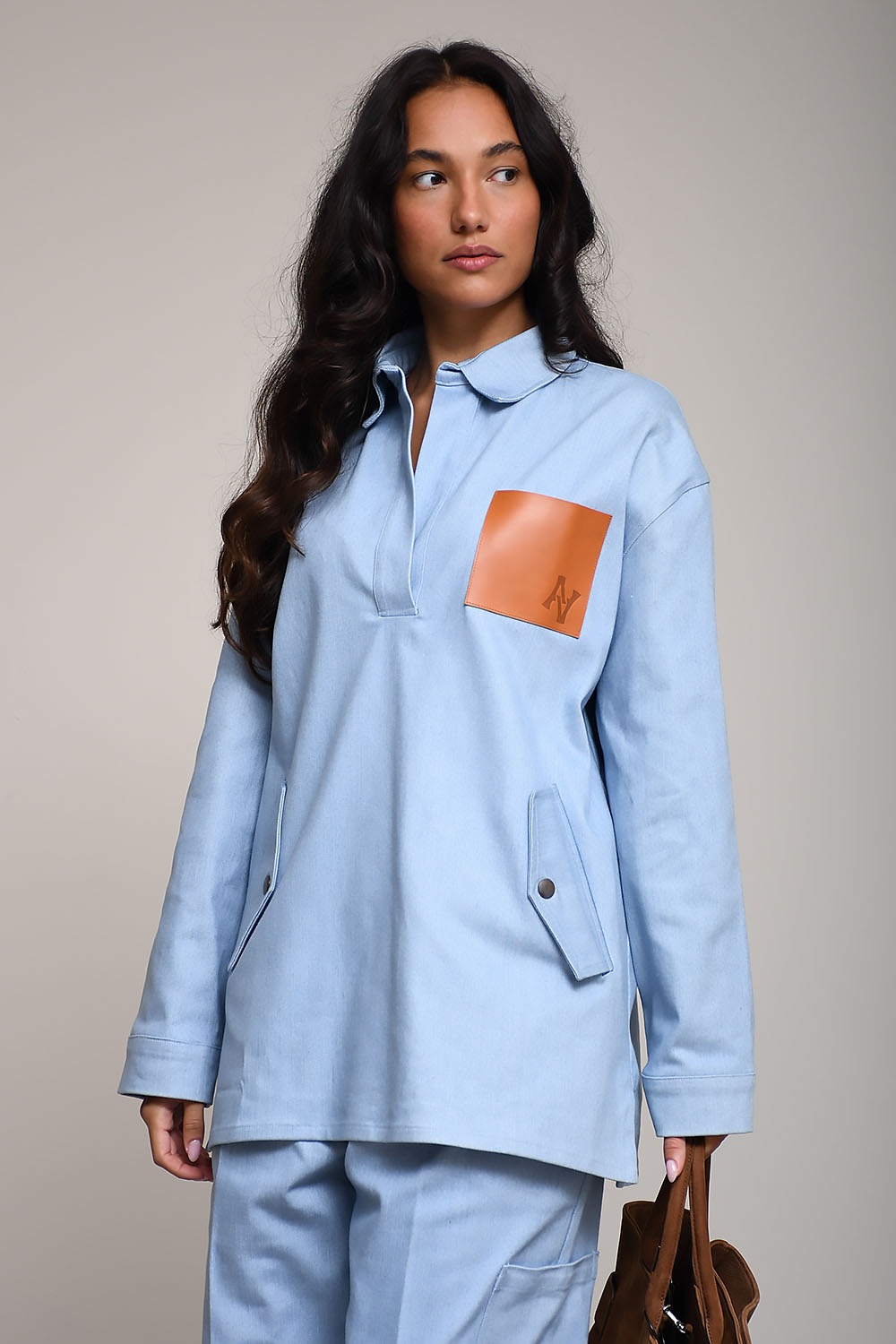 AVDW - Azul denim cotton poloshirt