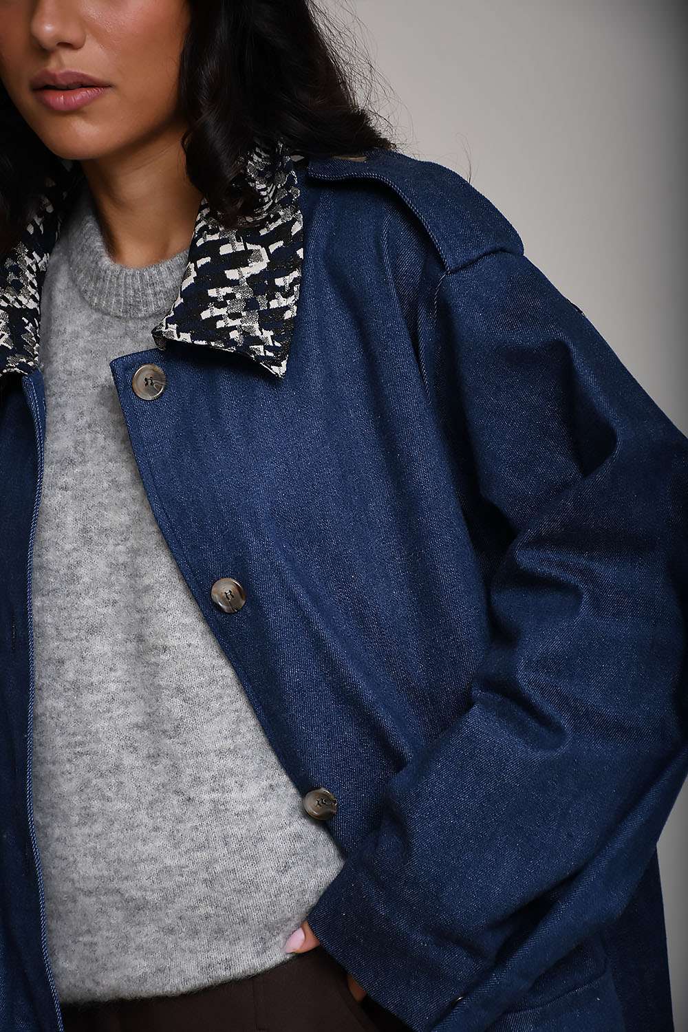 Duo denim trenchcoat