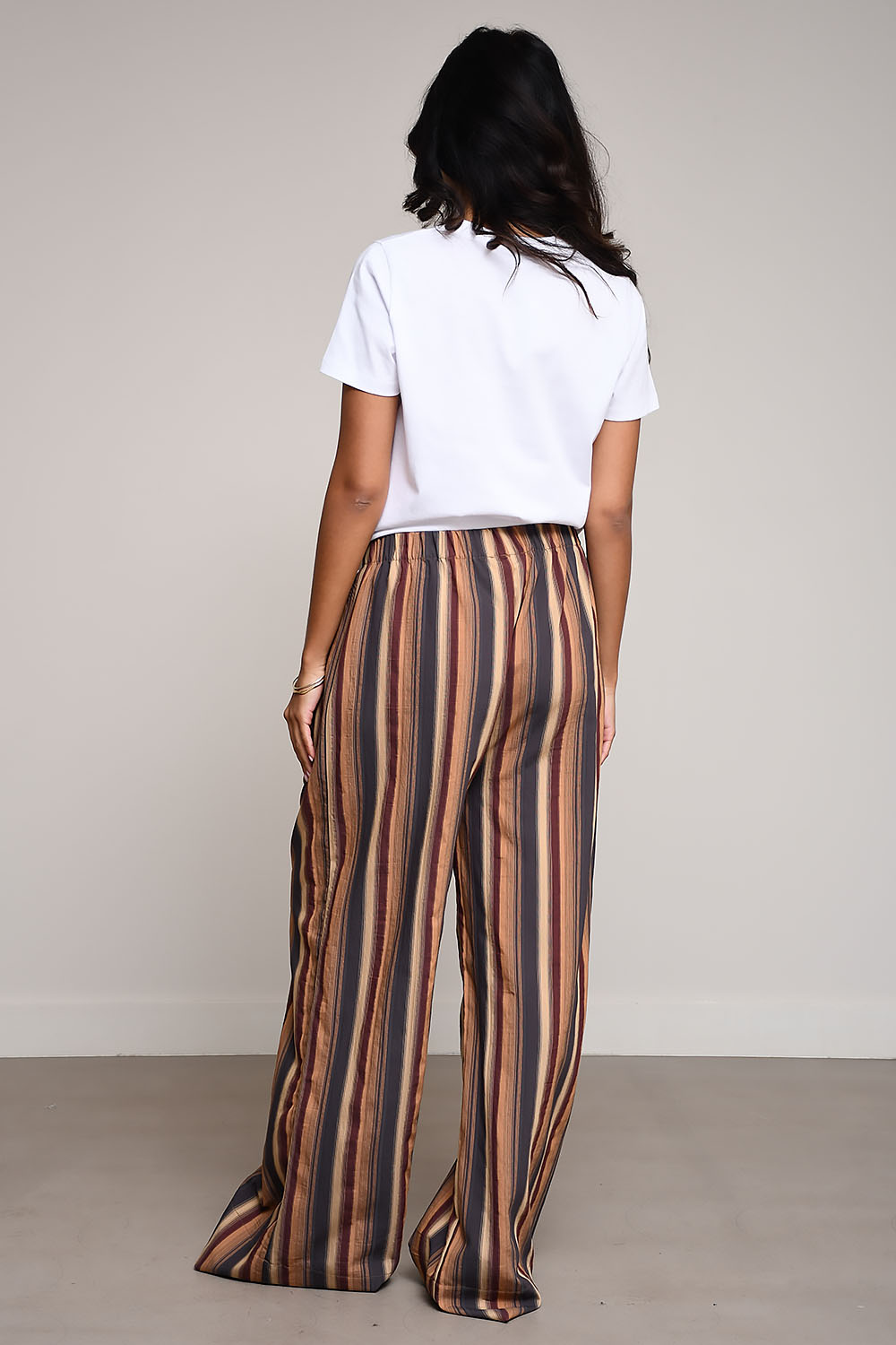 Stripy viscose pantalon