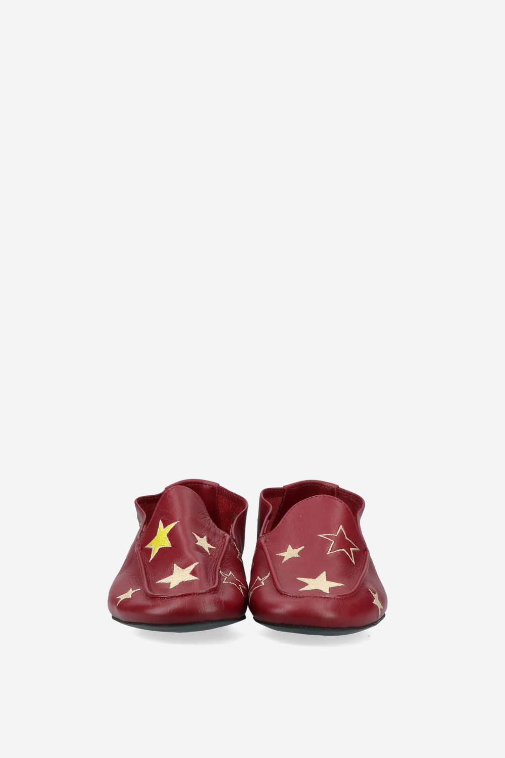 Star embroidered leather loafers