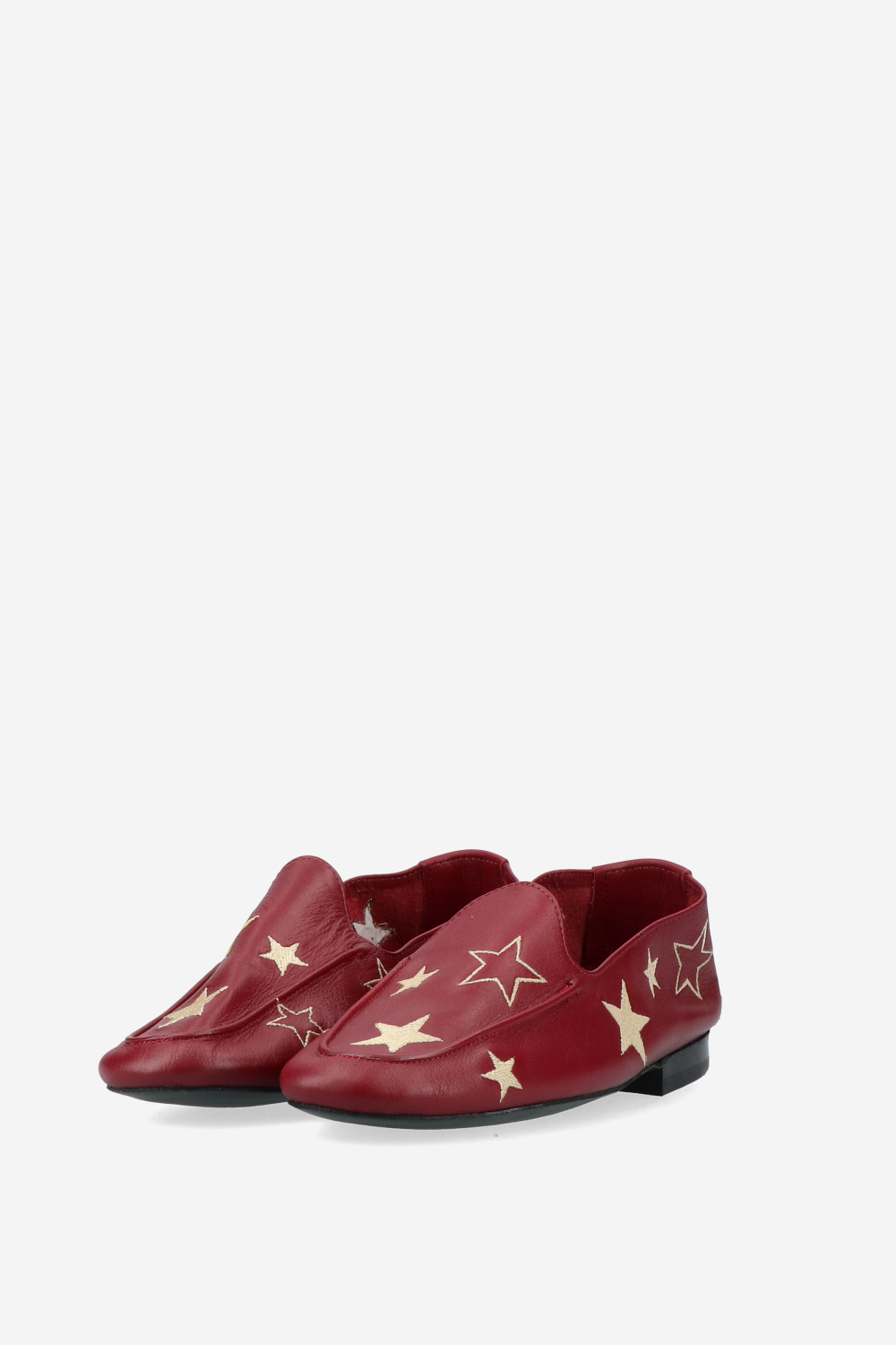 Star embroidered leather loafers