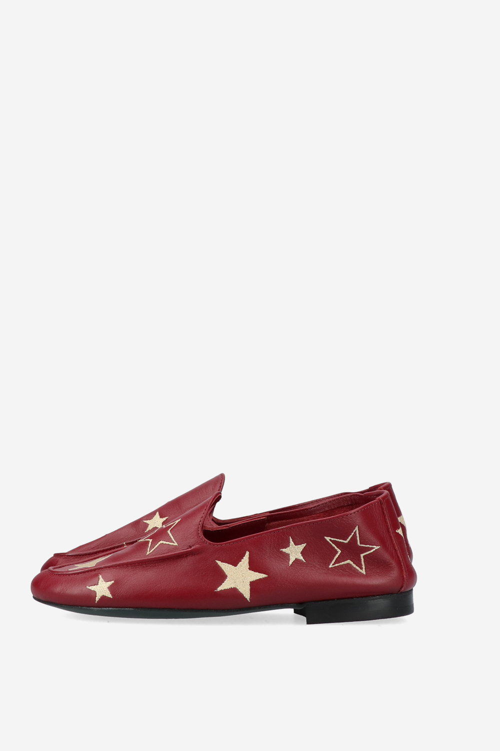 Star embroidered leather loafers