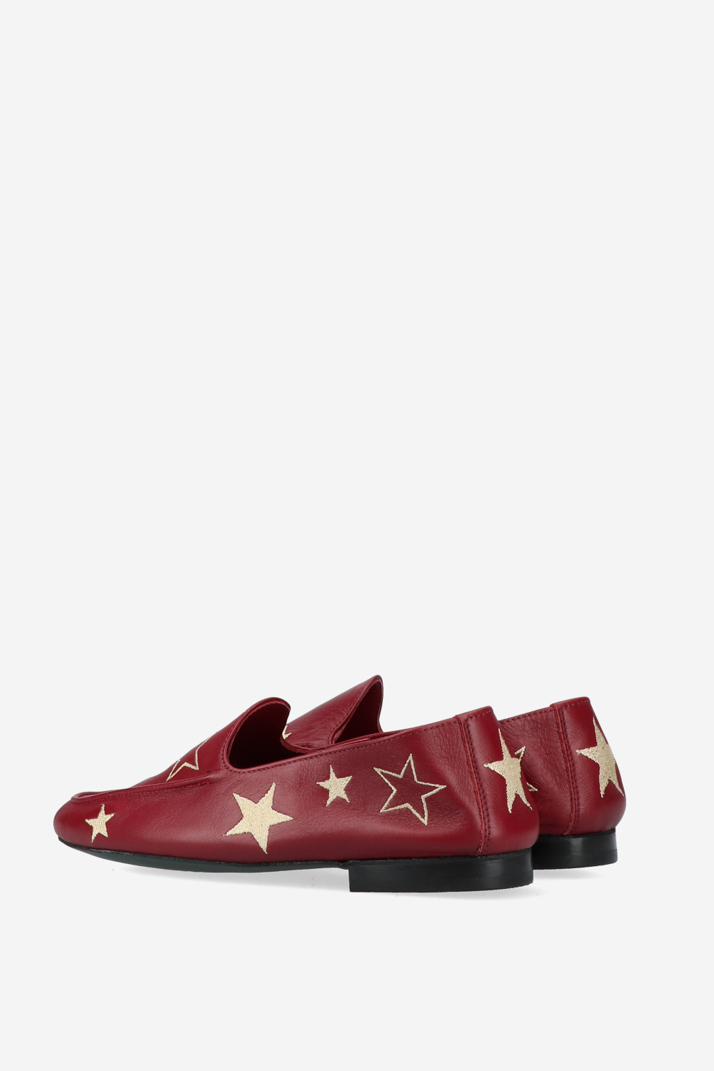 Star embroidered leather loafers