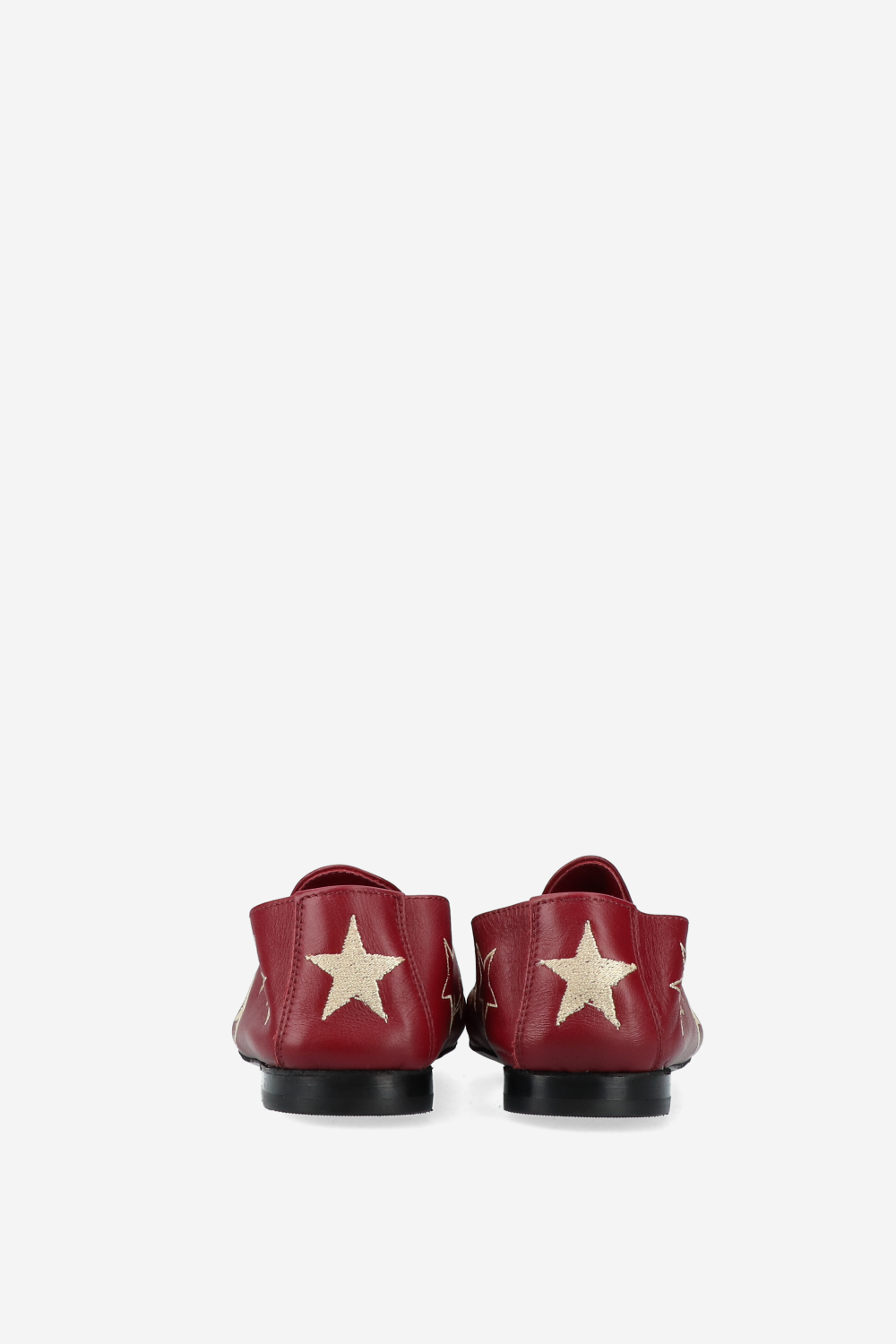 Star embroidered leather loafers