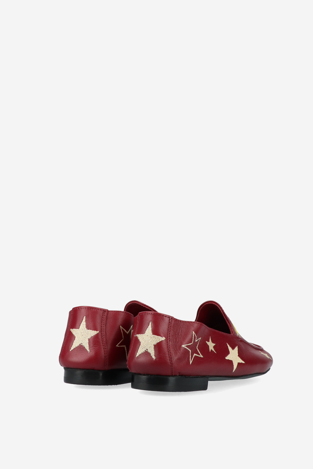 Star embroidered leather loafers