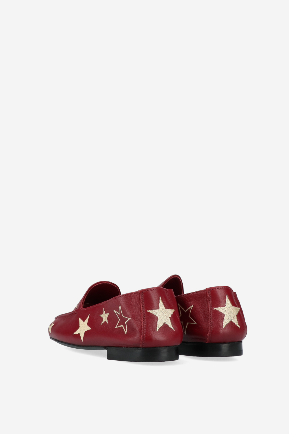 Star embroidered leather loafers