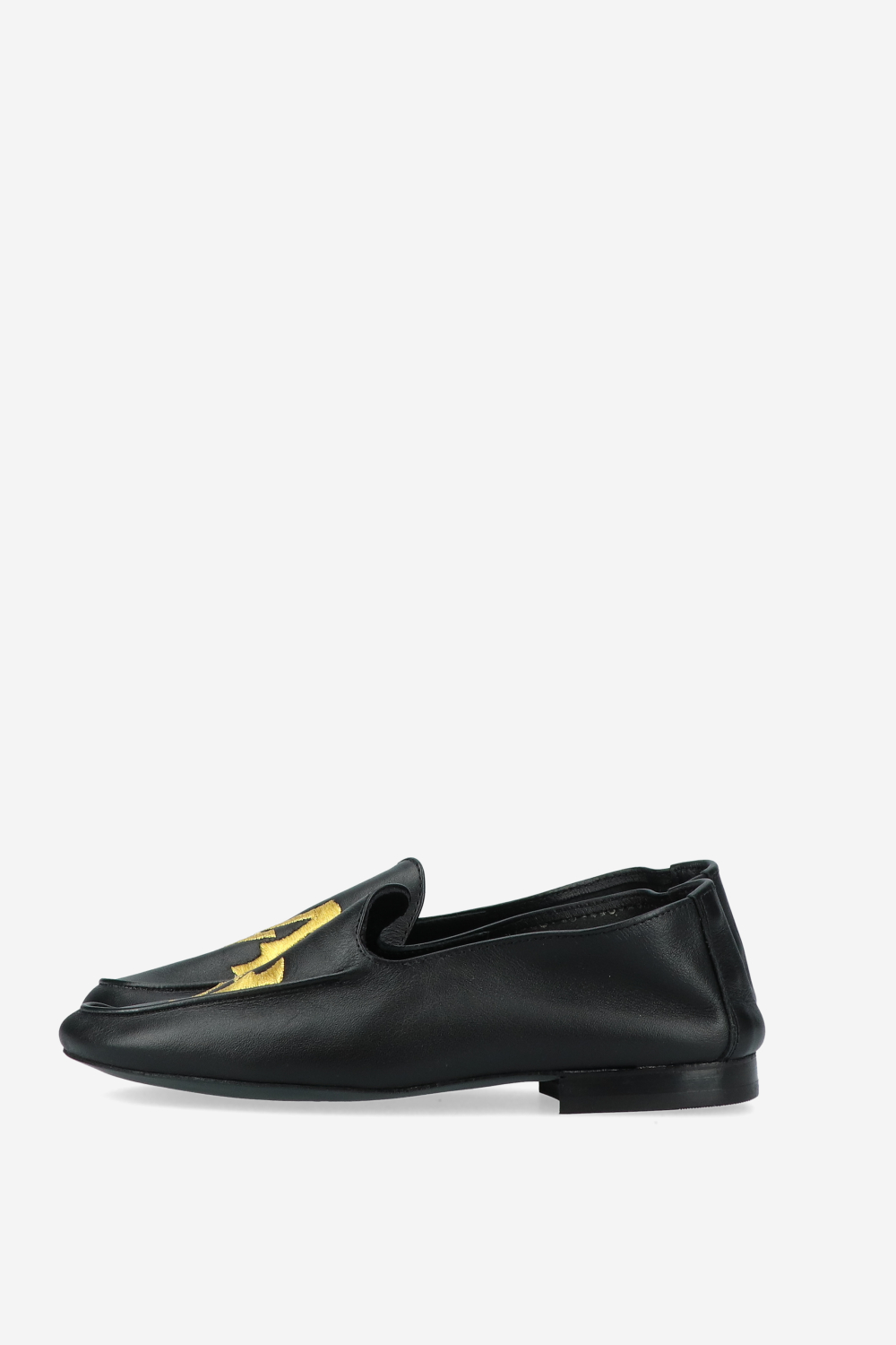 Logo embroidered leather loafers