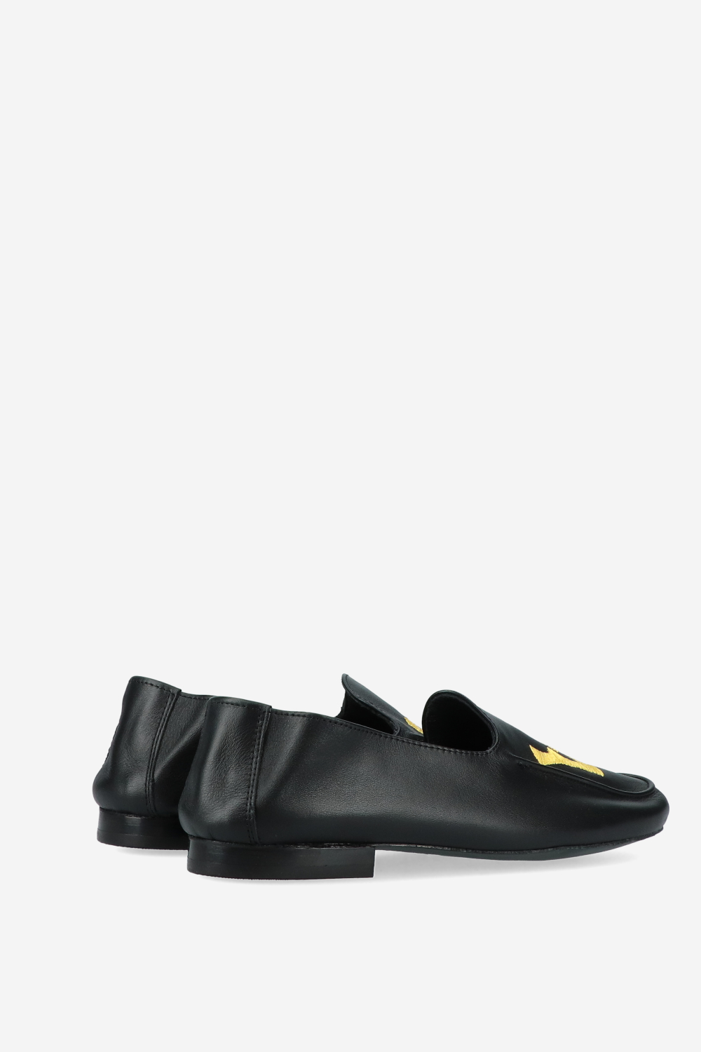 Logo embroidered leather loafers