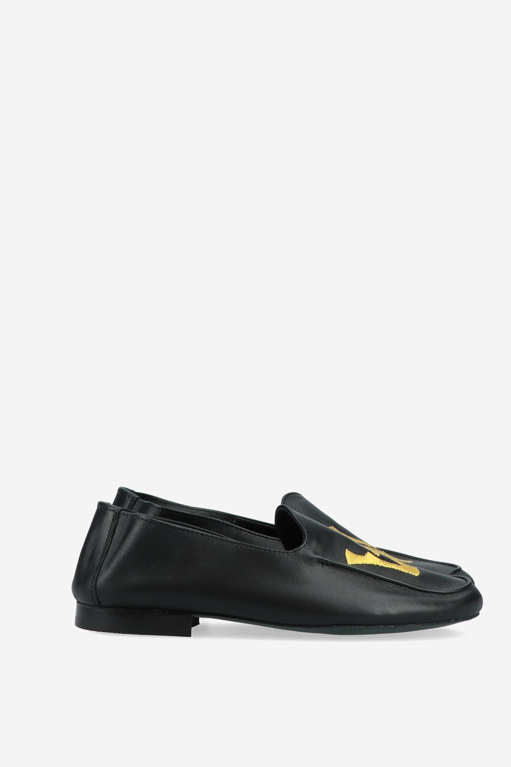 Logo embroidered leather loafers