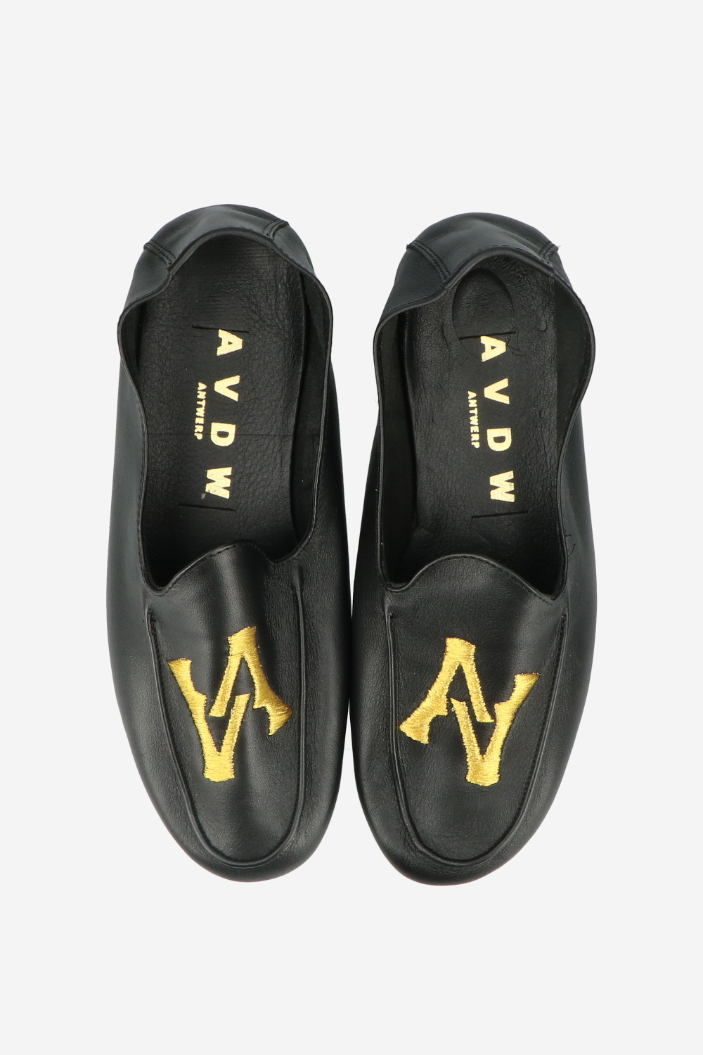 Logo embroidered leather loafers