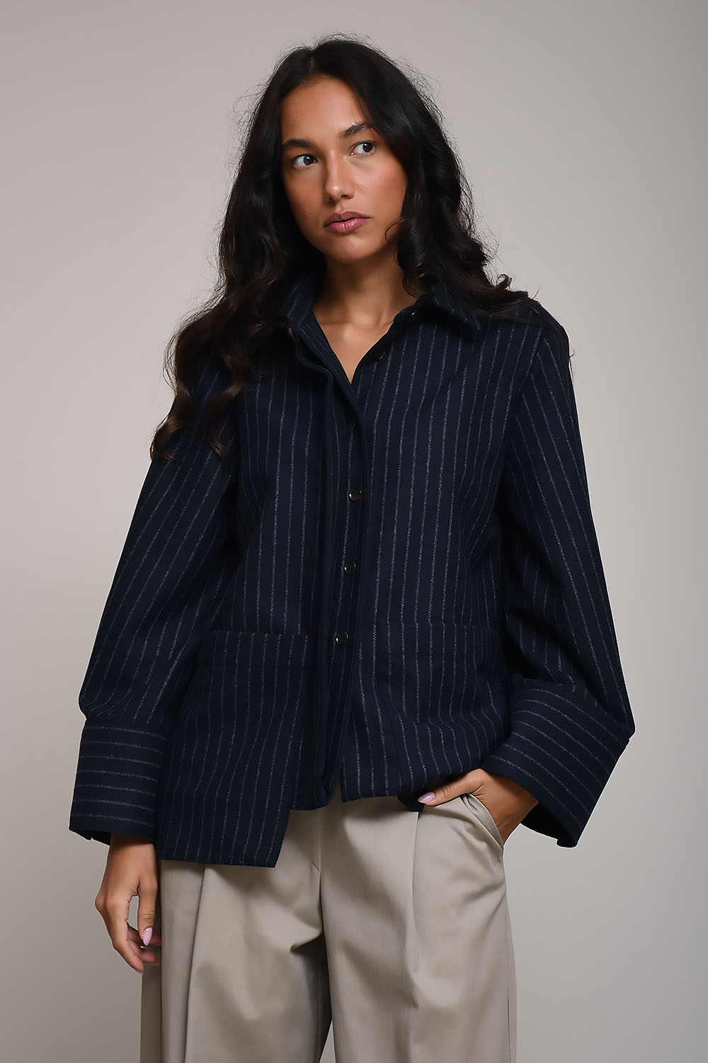 Academia - Lisette striped wool shirt