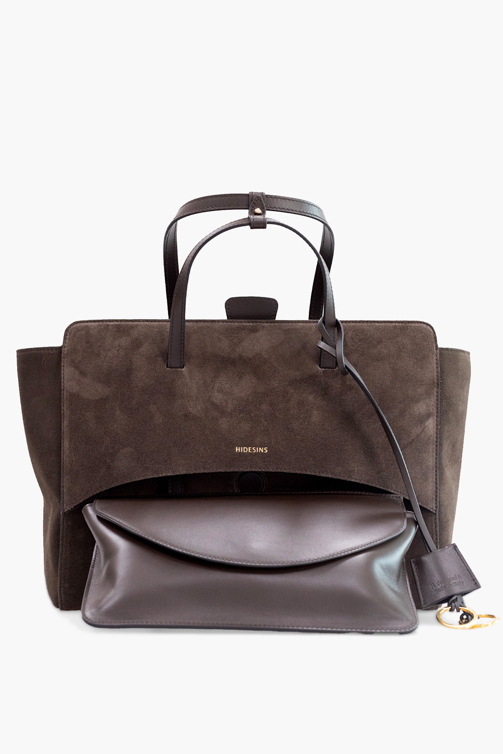 Flap L suede shoulder bag