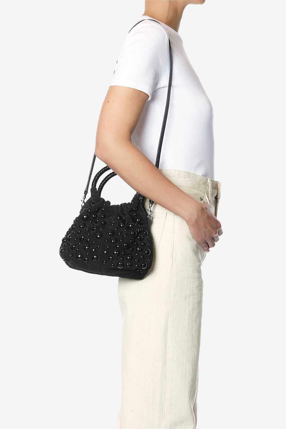 Gordi S studded suede handbag