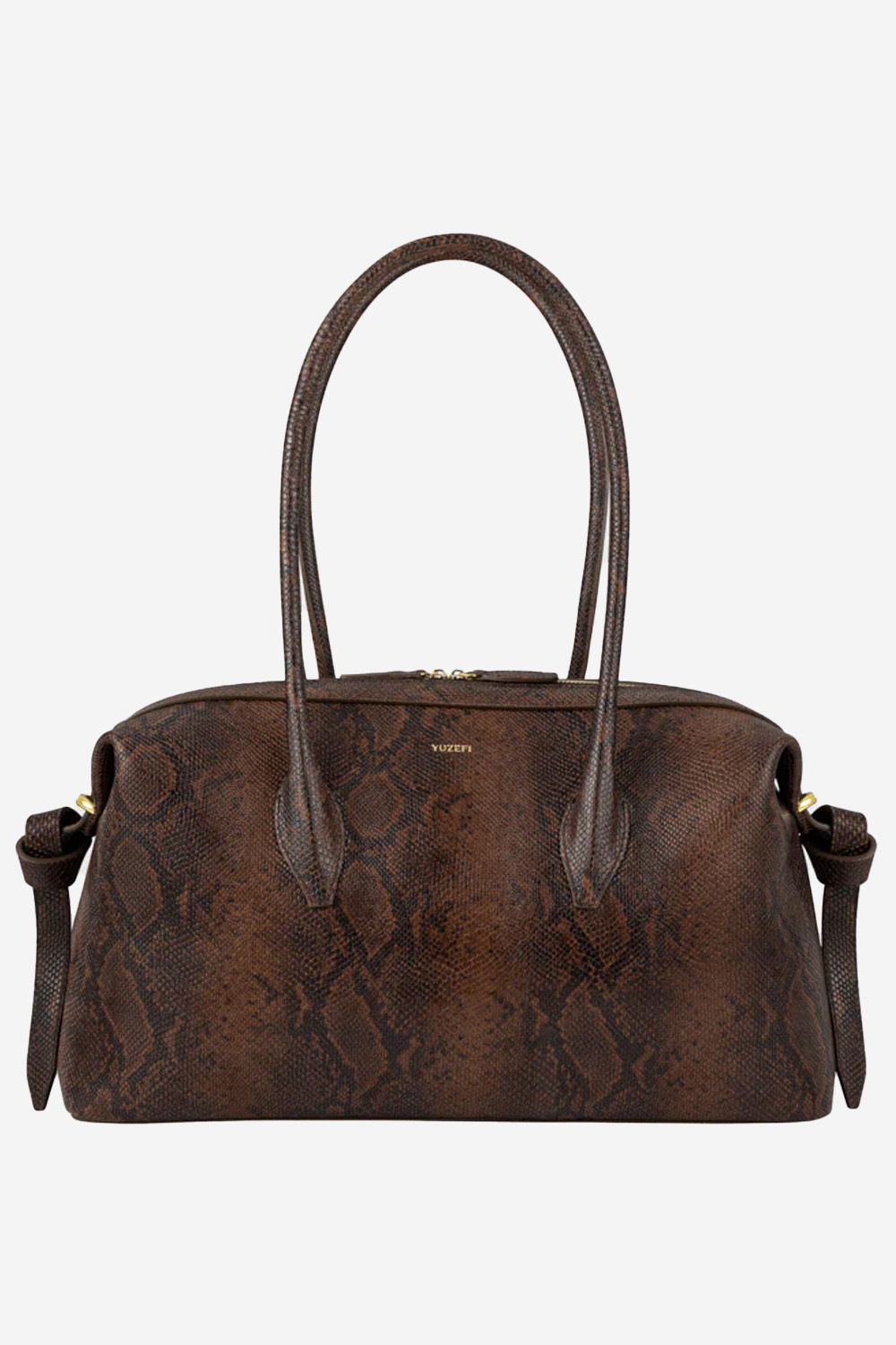 Yuzefi - Brioche duffle embossed snake shoulder bag