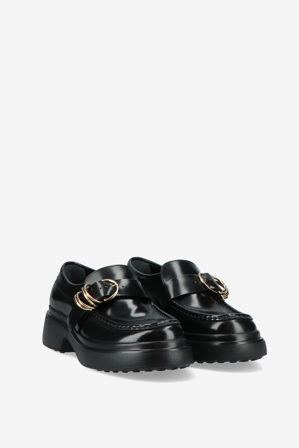 Buckled leather loafers