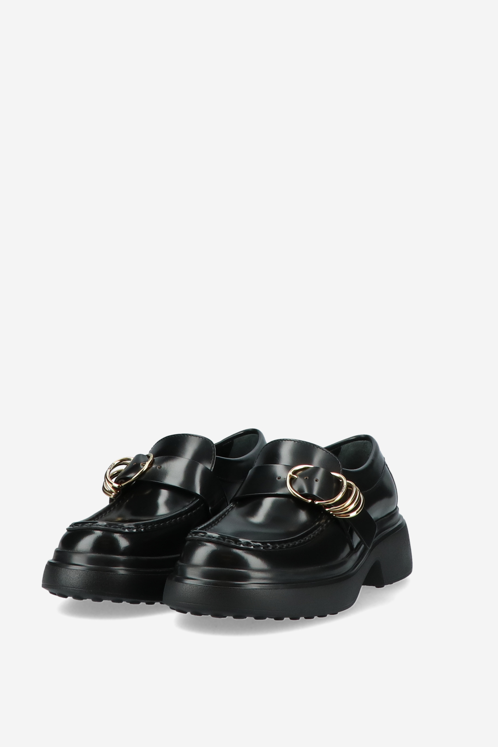 Buckled leather loafers