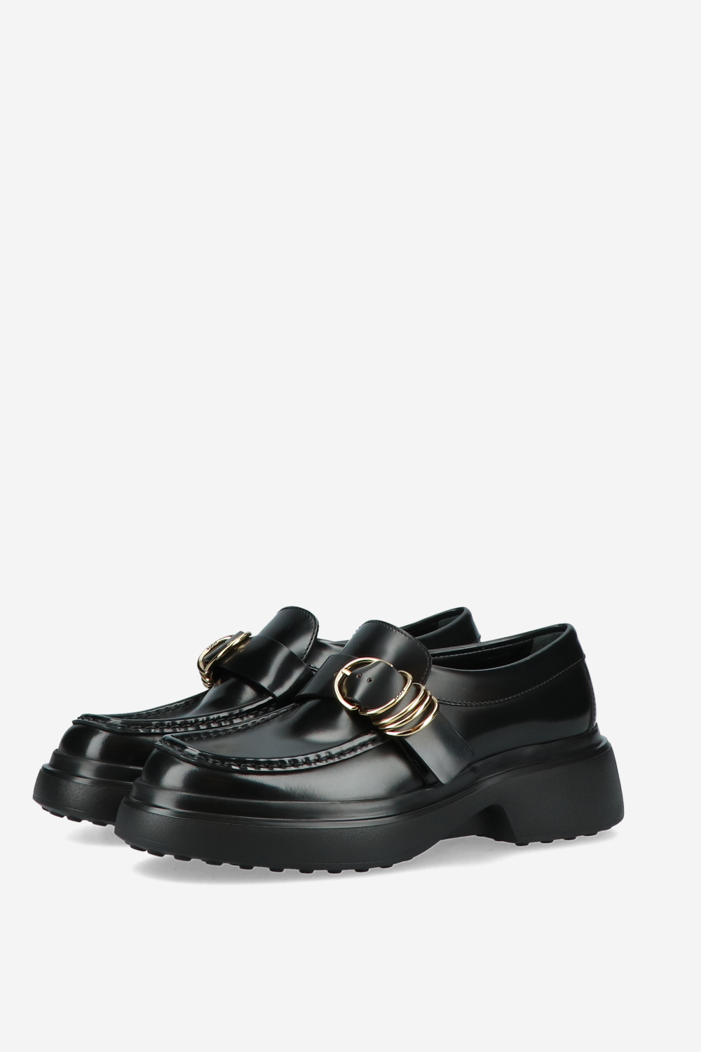 Buckled leather loafers