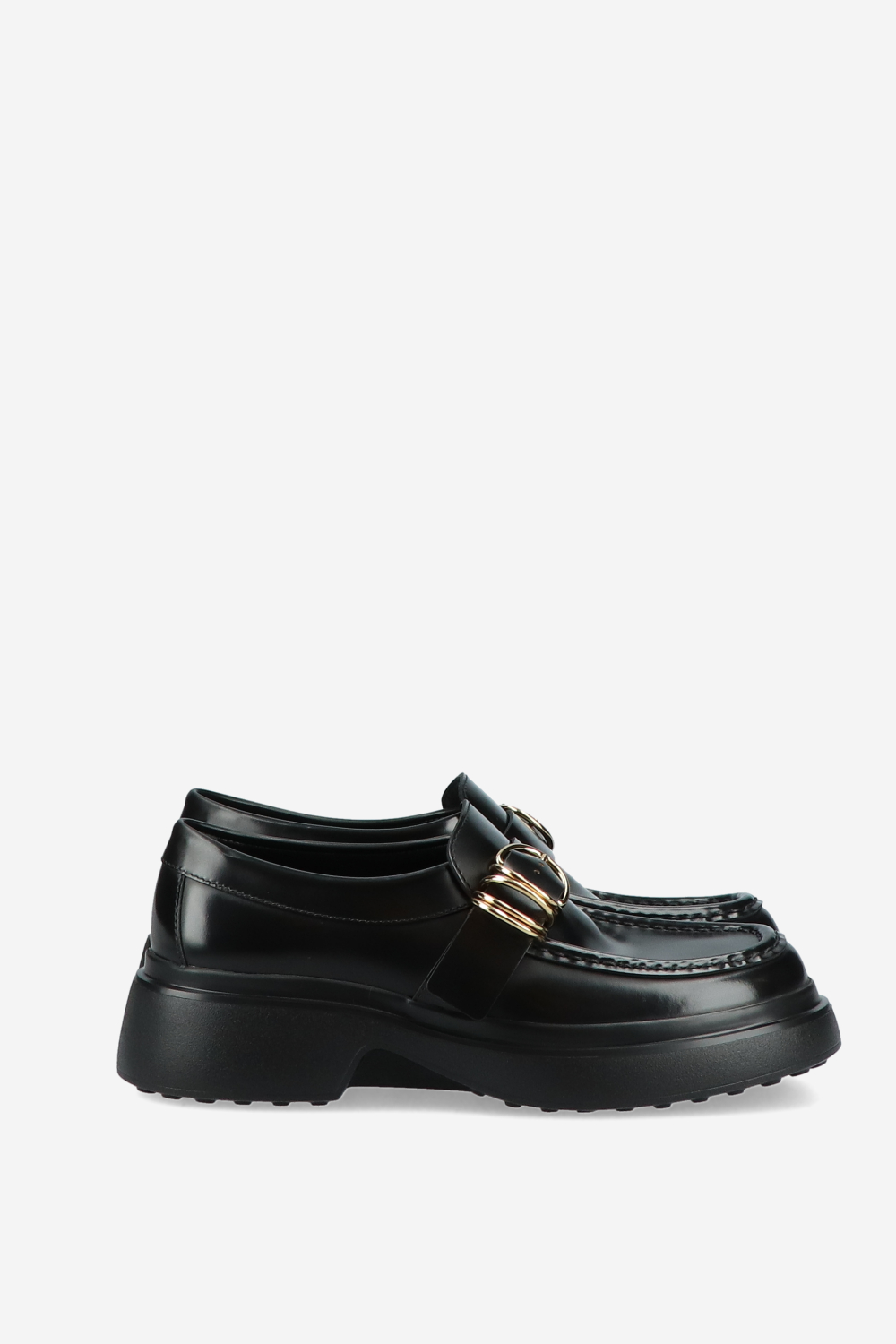 Buckled leather loafers