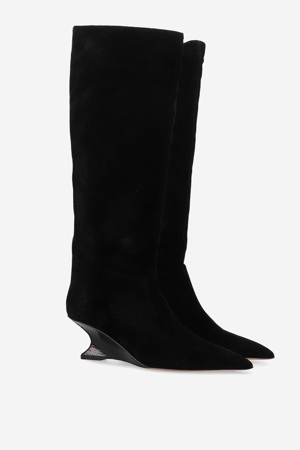 Nina suede printed lizard boots