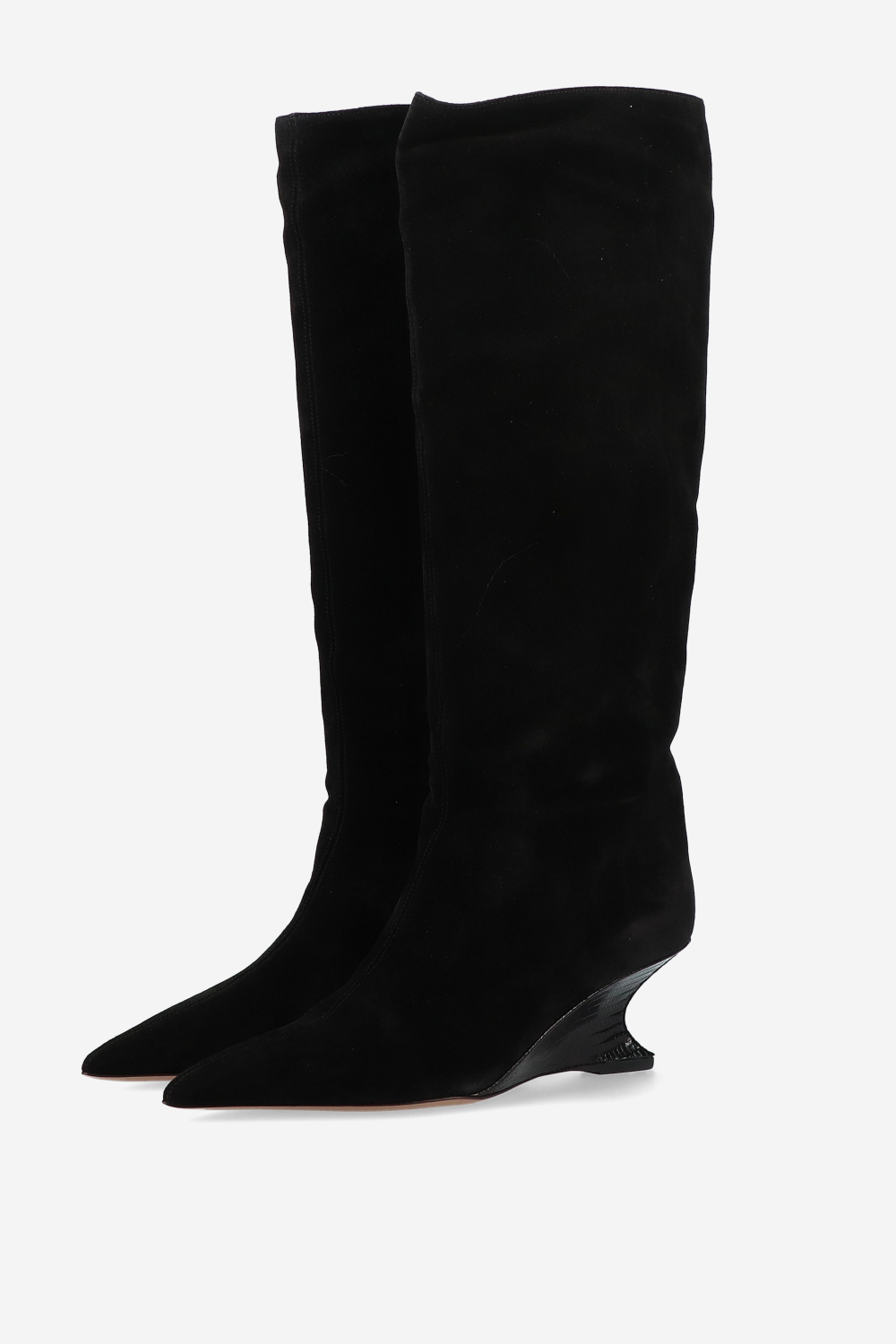 Nina suede printed lizard boots