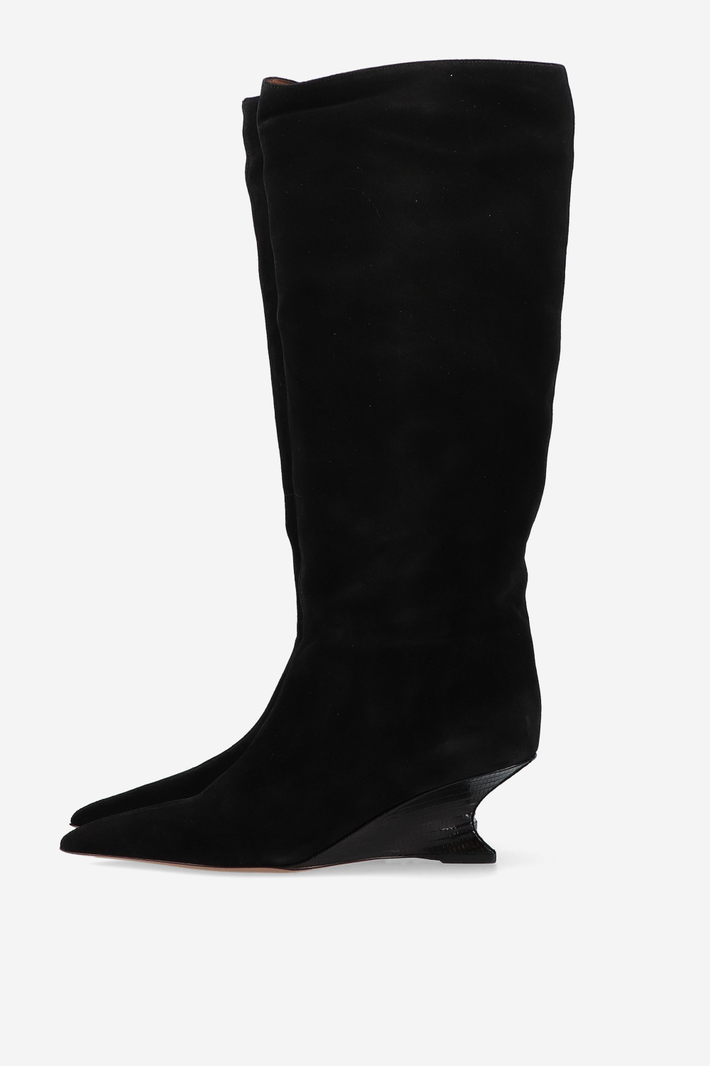 Nina suede printed lizard boots