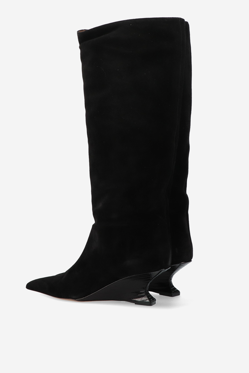 Nina suede printed lizard boots