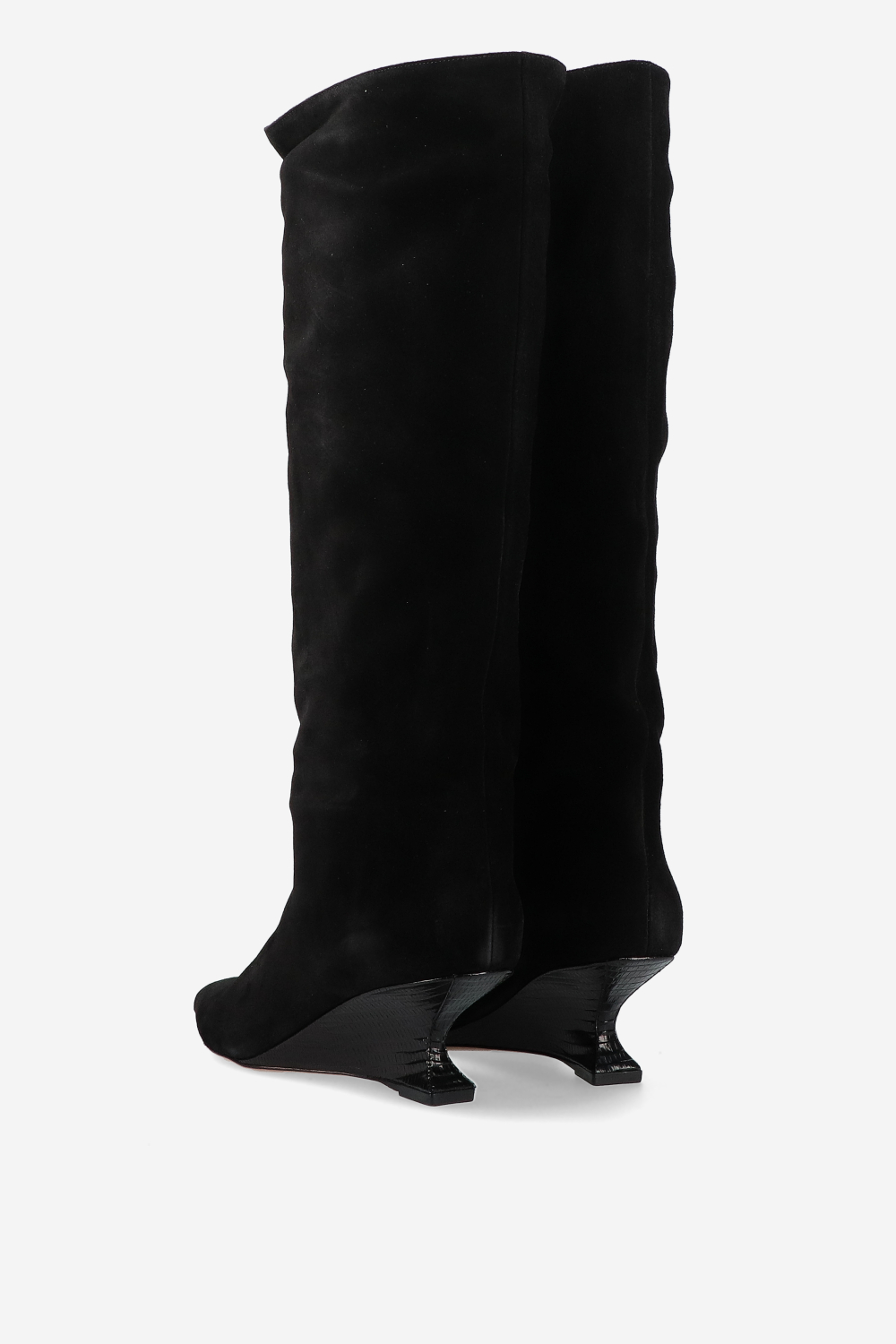 Nina suede printed lizard boots