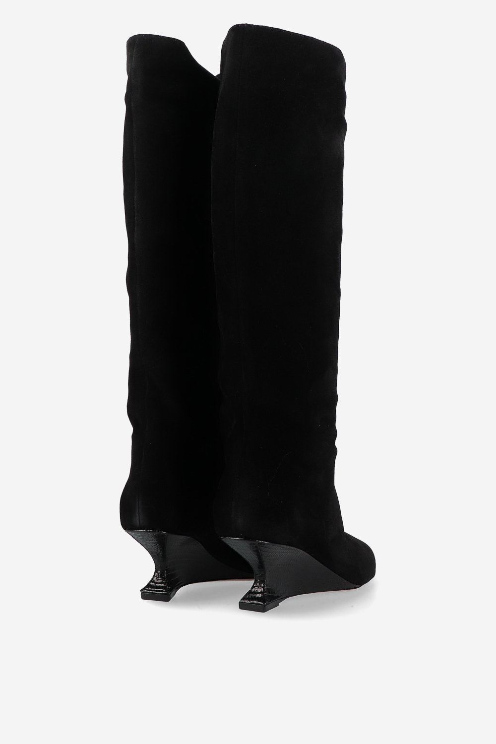 Nina suede printed lizard boots