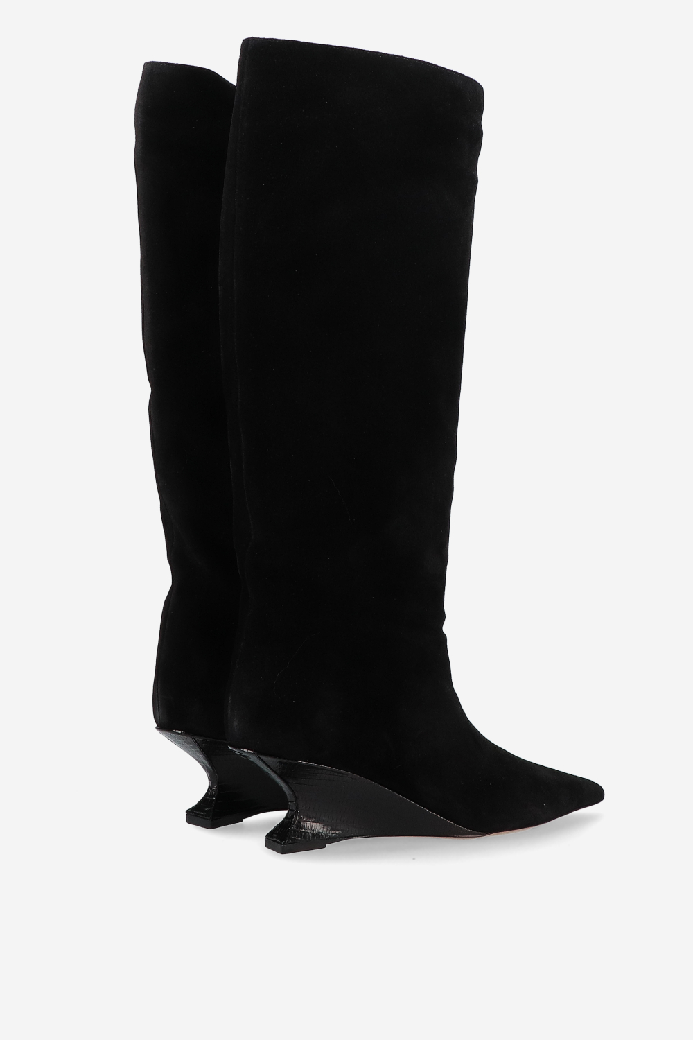 Nina suede printed lizard boots