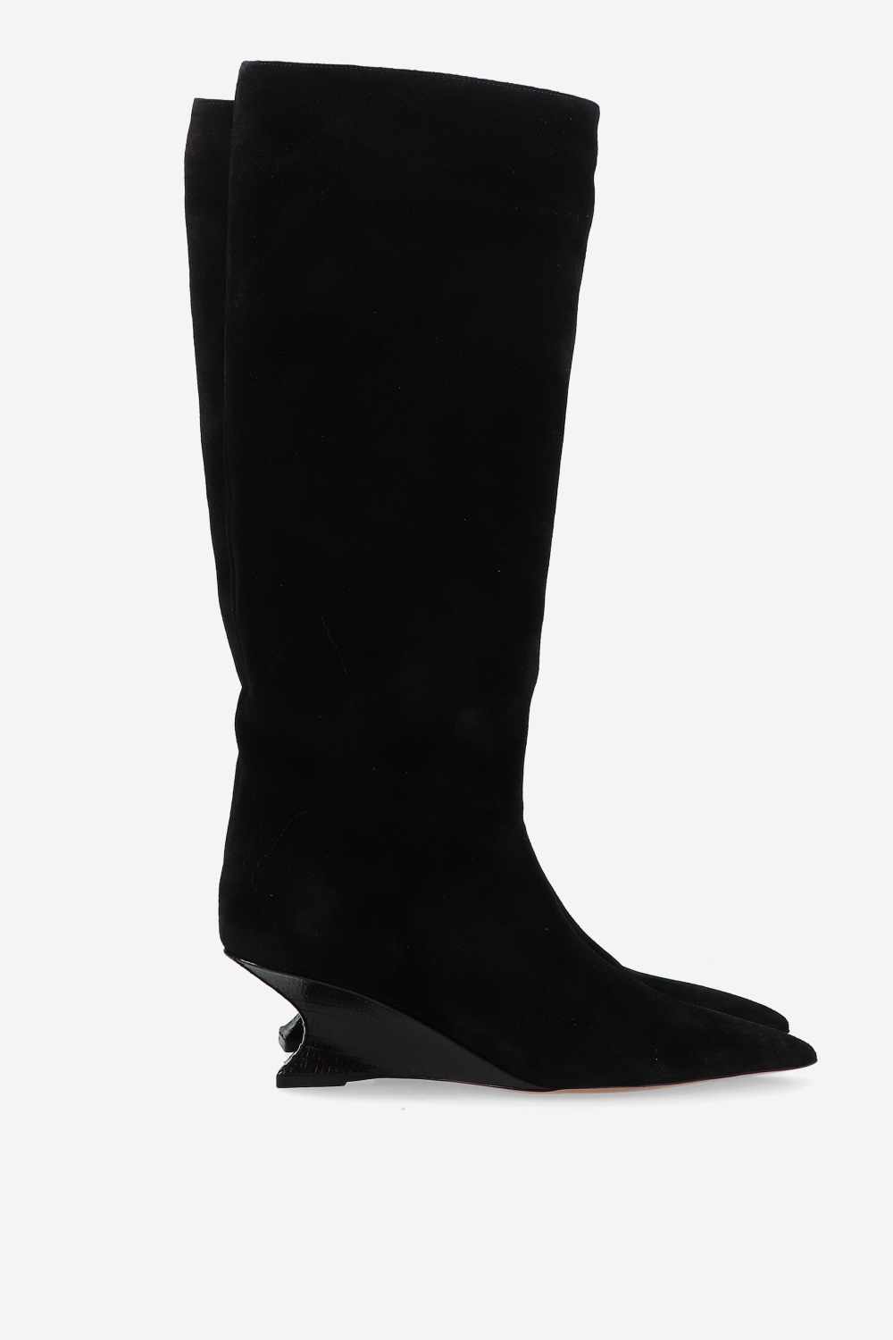 Nina suede printed lizard boots