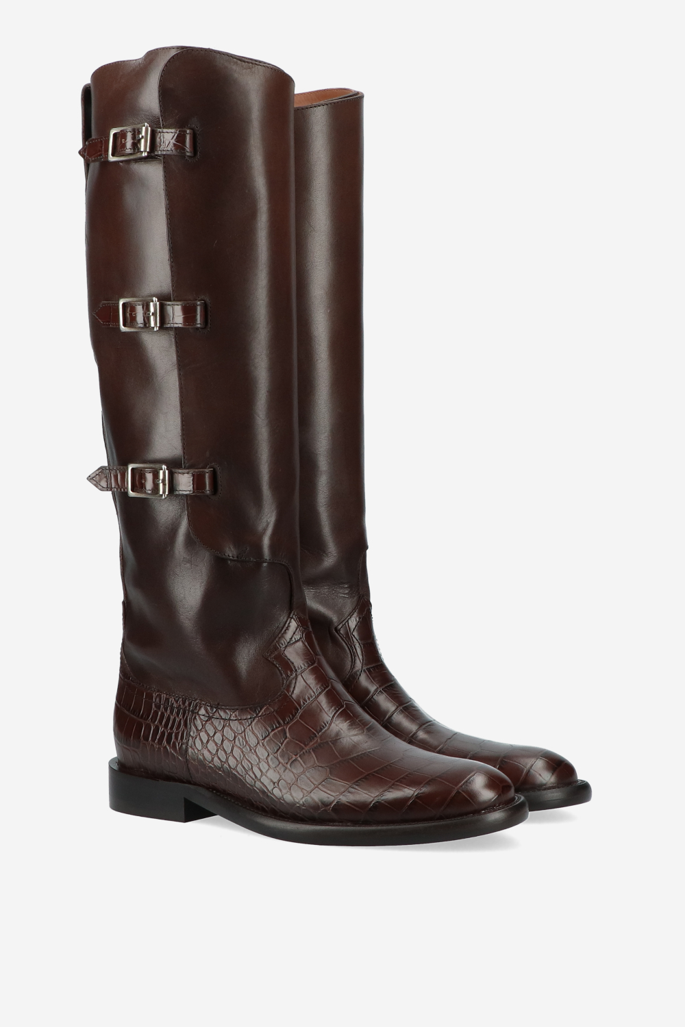 Montana leather buckled boots