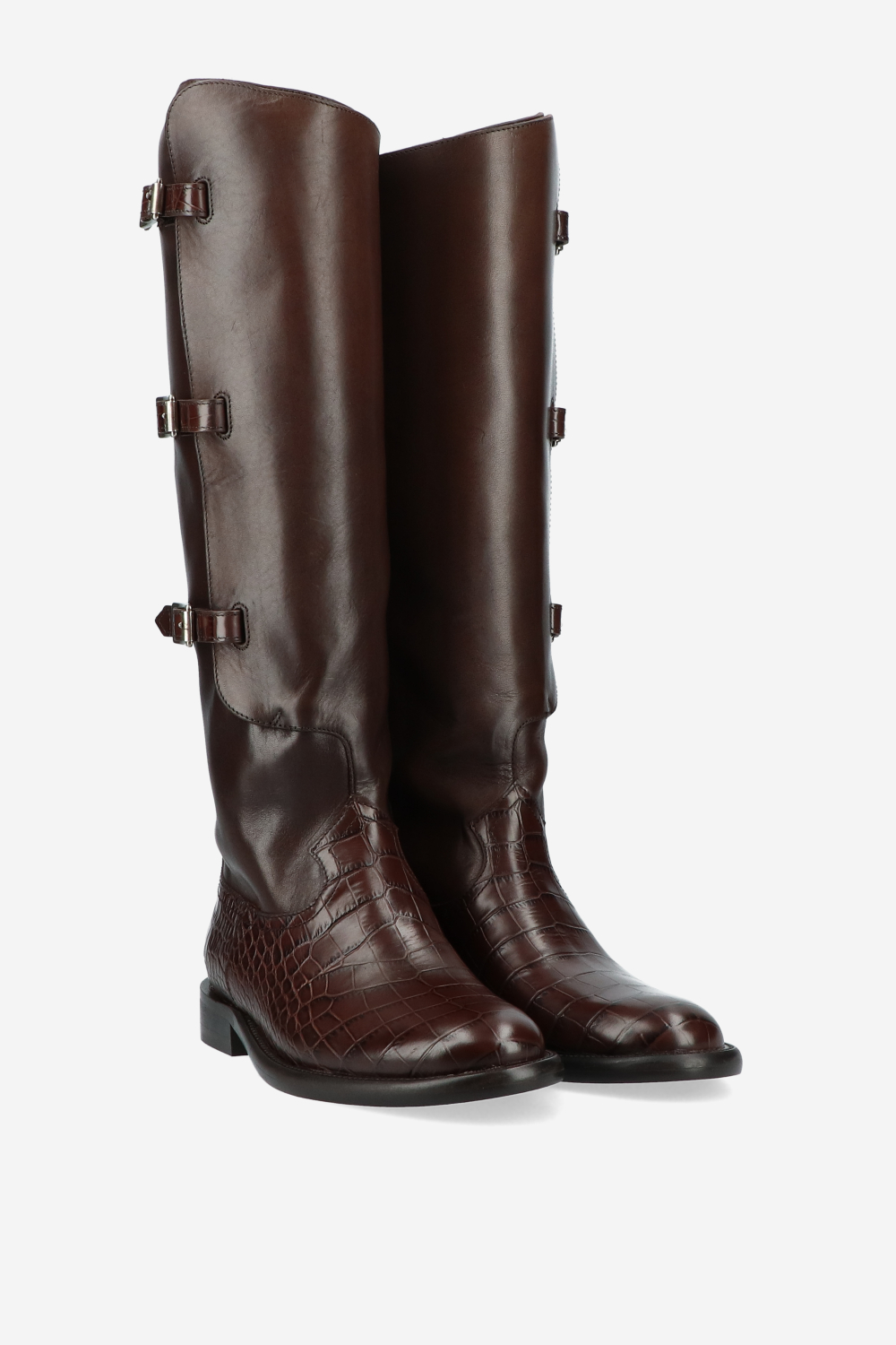 Montana leather buckled boots
