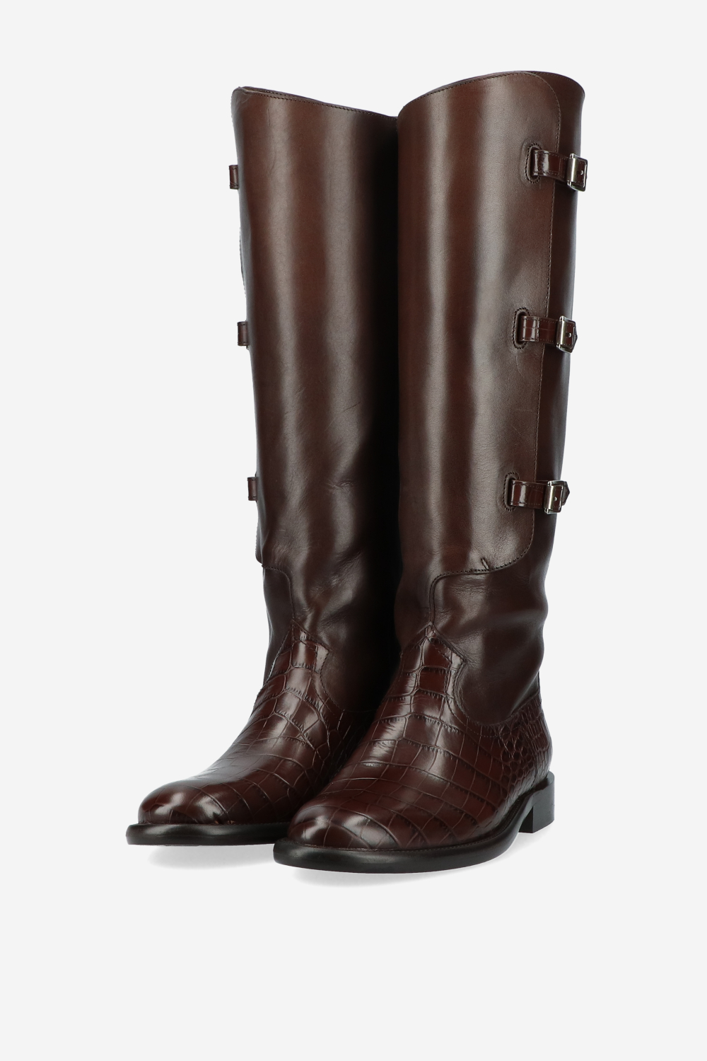 Montana leather buckled boots