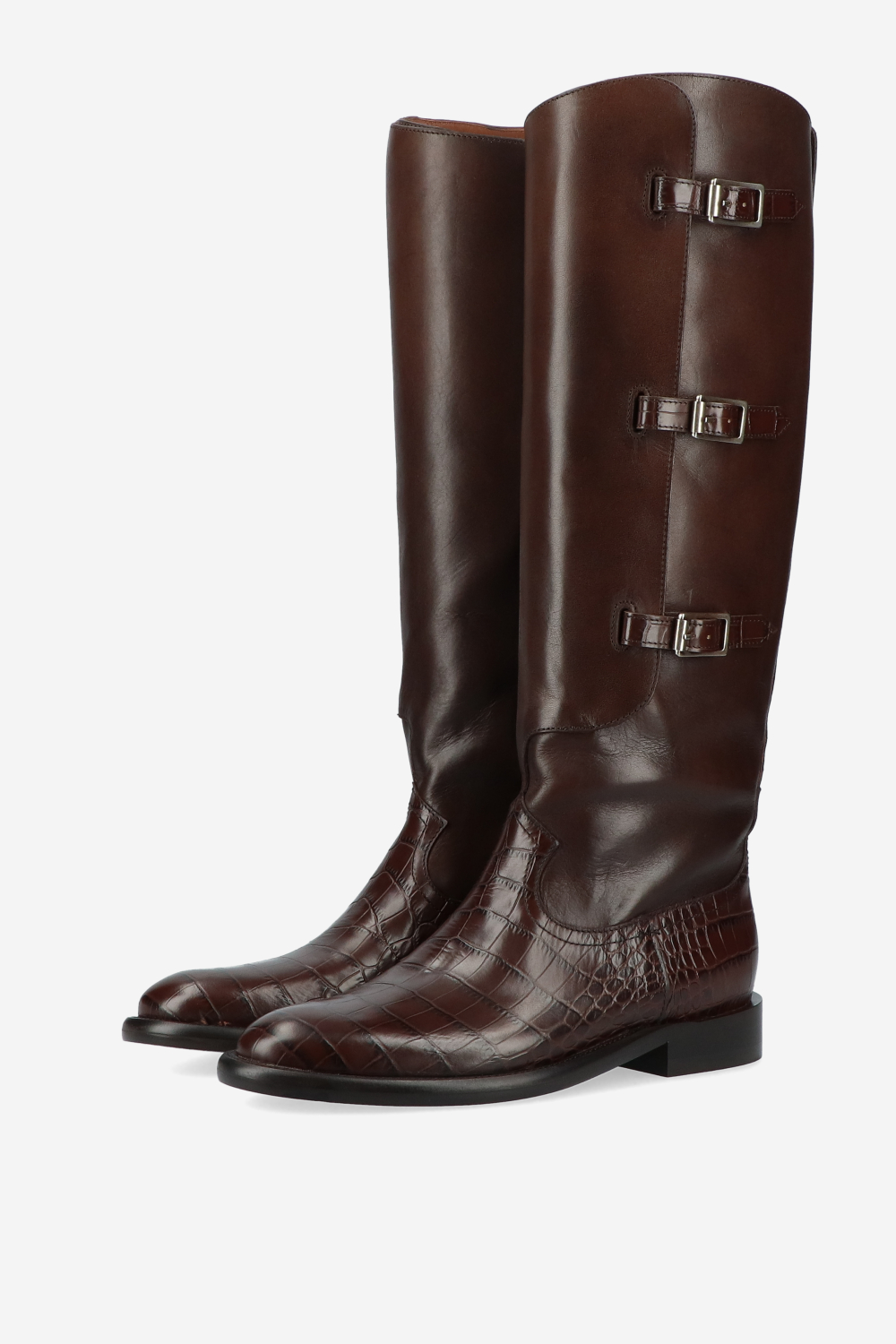 Montana leather buckled boots