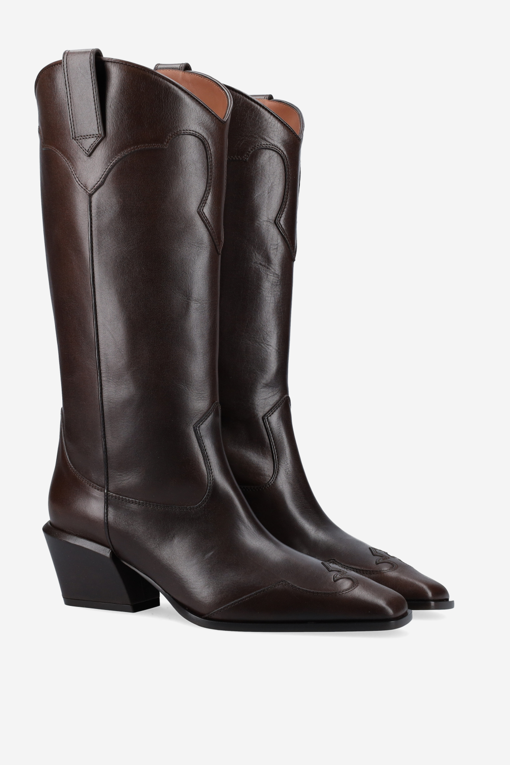 Bettina western leather heeled boots