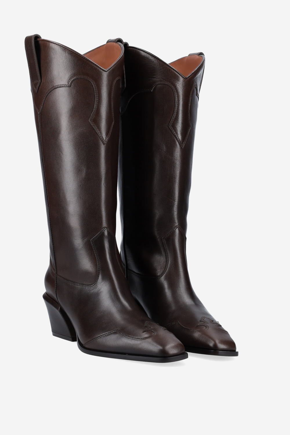 Bettina western leather heeled boots