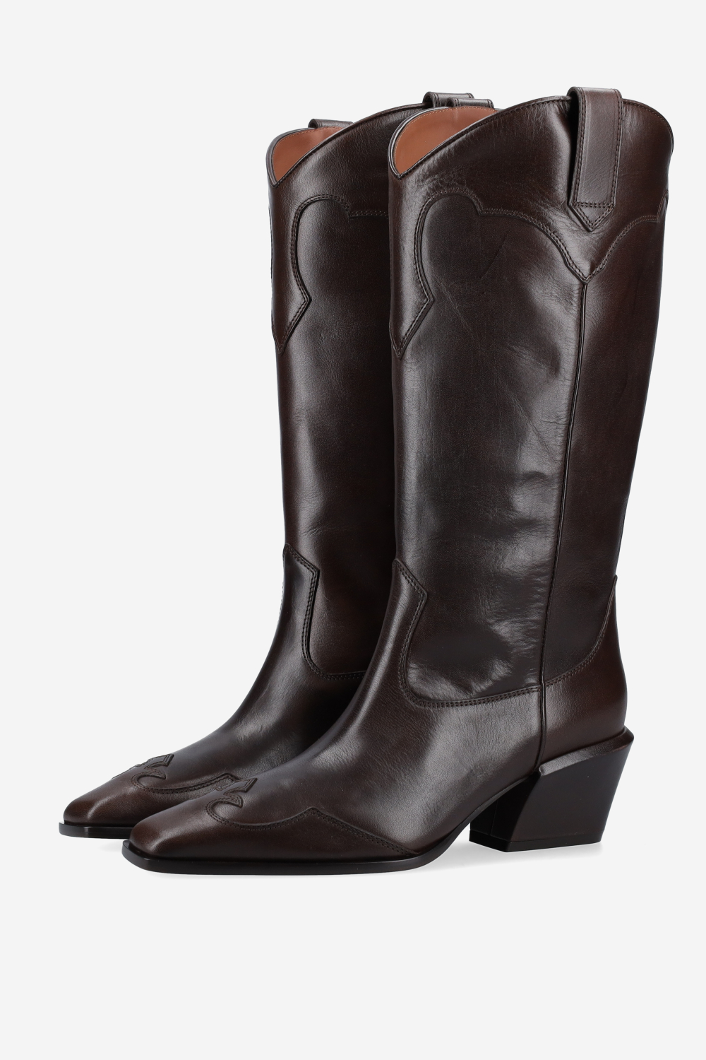 Bettina western leather heeled boots
