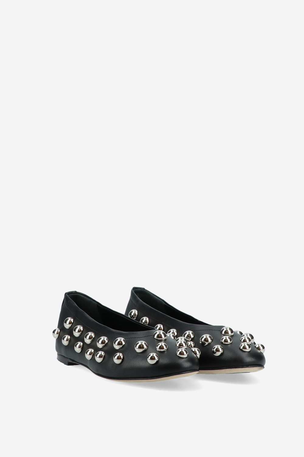 Panne leather studded ballerinas