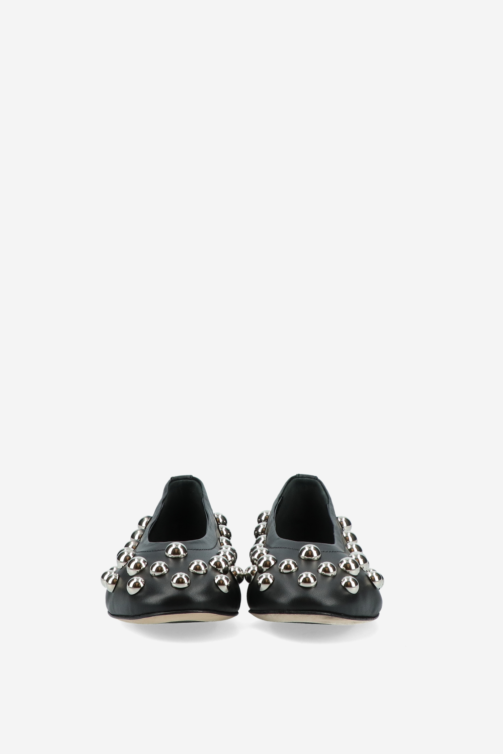 Panne leather studded ballerinas