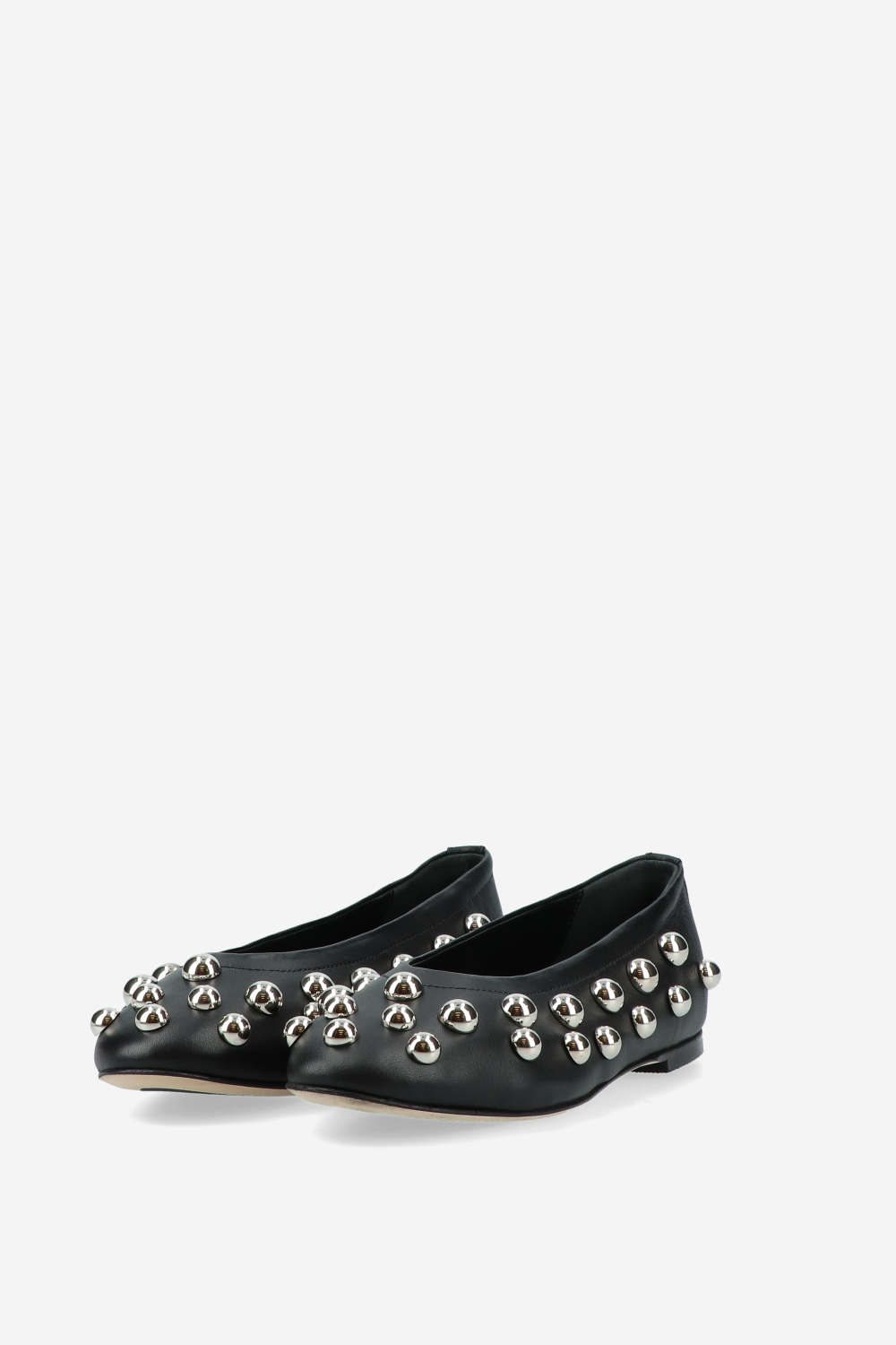 Panne leather studded ballerinas
