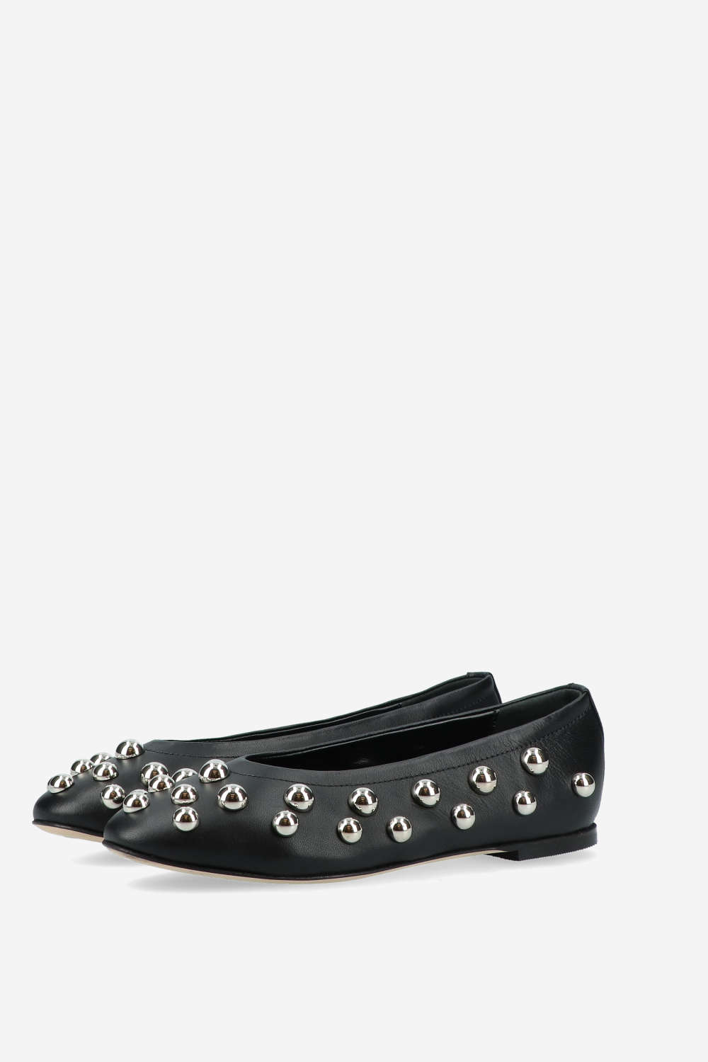 Panne leather studded ballerinas