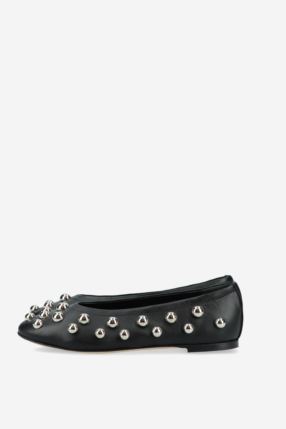 Panne leather studded ballerinas
