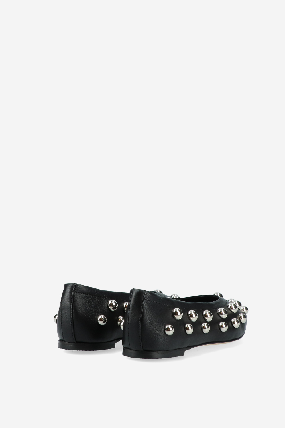 Panne leather studded ballerinas