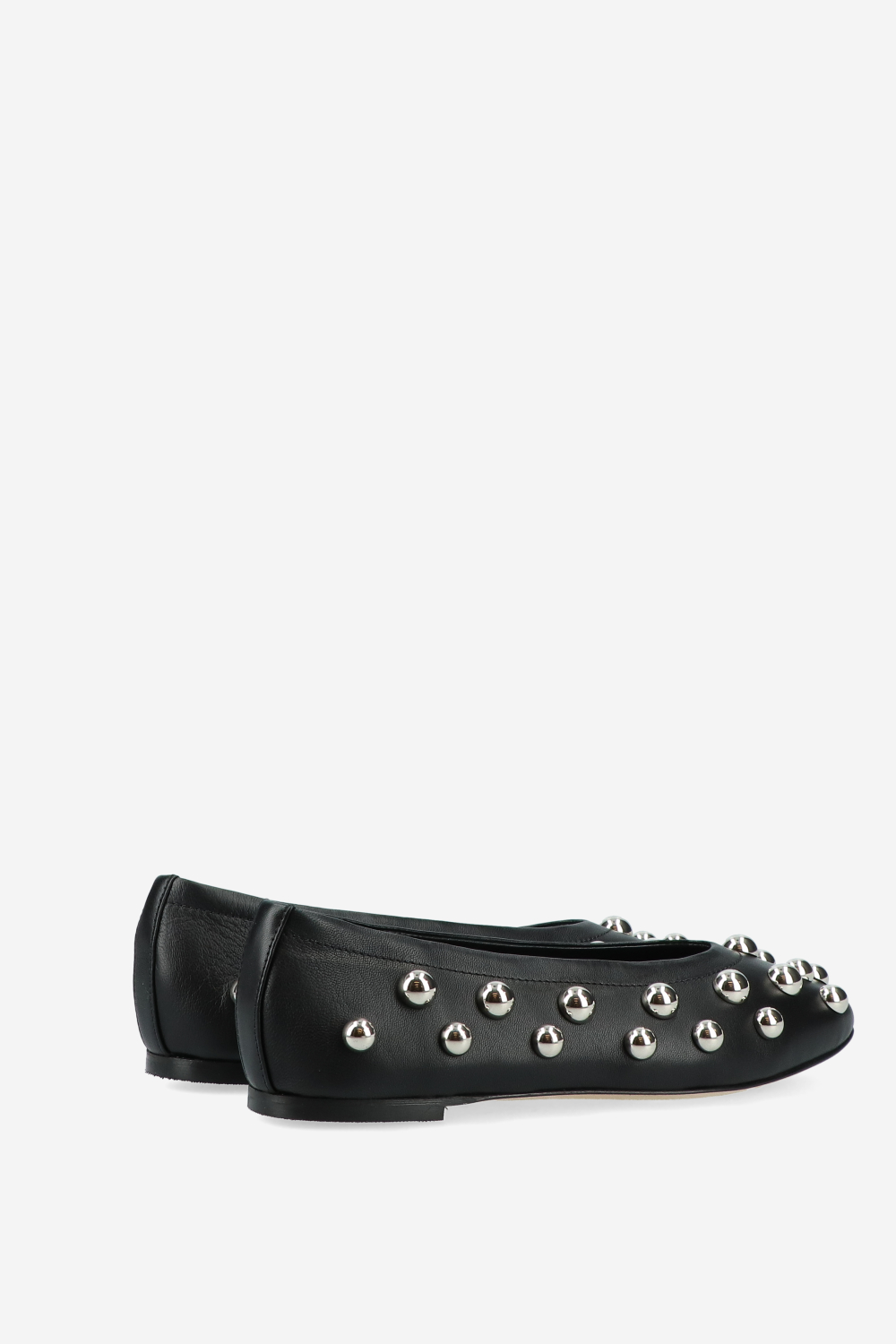 Panne leather studded ballerinas